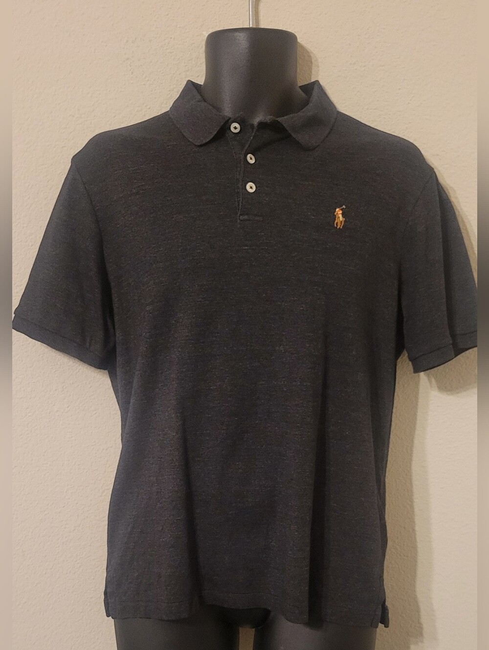 Ralph Lauren Charcoal Gray Short-Sleeve Polo with Gold Logo